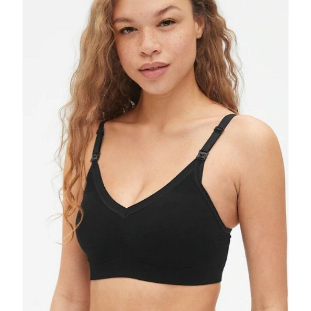 NWT S Ingrid & Isabel Jet Black Seamless Drop Cup Pullover Nursing Bra